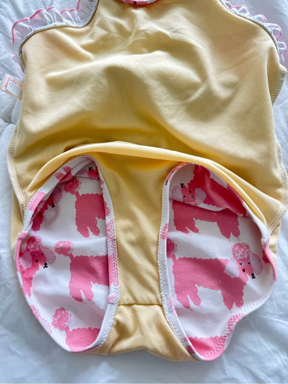 Pink Chicken Poodle Print Girls One-Piece Swimsuit
